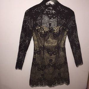 BEBE, black lace dress, open back & sexy! NWT